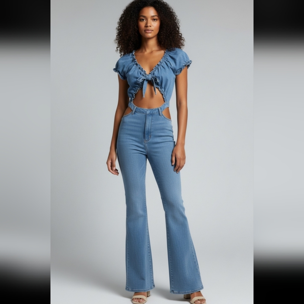 Chic Denim Cutout Jumpsuit